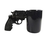 Revolver Tasse à café - Tasse pistolet noire parfaite pour les fans de western - Tasse à café en forme de pistolet pour le bureau, la cuisine ou comme cadeau de police amusant pour un anniversaire