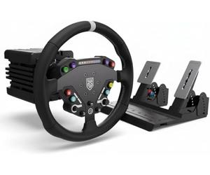 Revosim GT RS PURE Volant 30cm pour base, Similicuir Perforé, 12 Boutons, Palettes Aluminium & Quick Release, Compatible toutes Simulations de Course PC (Base+Volant+Pedalier)