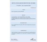Revue congolaise de droit et des affaires n°9 Juillet-Août-Septembre 2012 - Collectif - L'harmattan - broché - Revue