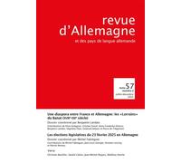 Revue d'Allemagne et des pays de langue allemande n°57-2/2025 - Benjamin Landais - Presses Universitaires Strasbourg - broché - Revue
