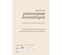 Revue de Philosophie Économique. Vingt-cinquième anniversaire