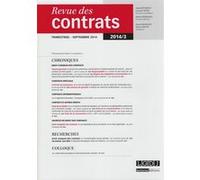 Revue des contrats n 3 - 2014 Collectif (Auteur)