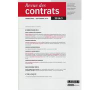 Revue des contrats n 3 - 2014 Edition 2014 - Collectif - Lgdj - broché - Revue