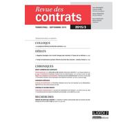 Revue des contrats n 3 - 2015 Colloque : le projet de réforme du droit des contrats - Collectif - Lgdj - broché - Revue