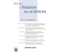 Revue d'histoire des sciences 1/2021 Varia - Collectif - Armand Colin - broché - Revue