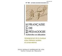 Revue francaise de pedagogie, n 185/2013. l'enseignement de la musiqu e, entre institution scolaire - Stéphane Bonnery - Ens Lyon-Inrp - broché - Revue
