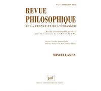 Revue philosophique 2023, t. 148(2) Varia - Collectif - Puf - broché - Revue