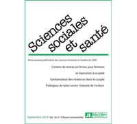 Revue Sciences Sociales et Santé. Septembre 2019 - Vol 36 - N°3 Centres de remise en forme pour femmes et injonction à la santé. Sanitarisation des violences dans le couple. Politiques de lutte contre