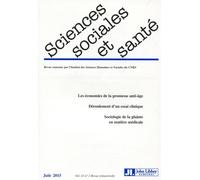 Revue sciences sociales et santé - Volume 33 - n°2 - Juin 2015 Edition 2015 - Collectif - John Libbey Eurotext - broché - Revue