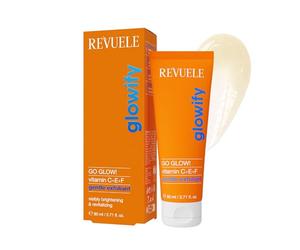 REVUELE Gommage Visage Go Glow! Doux - Vitamines C+E+F, Gel Exfoliant aux Microcristaux, Illumine et Uniformise le Teint, Révitalisant et Antioxydant, 80 ml