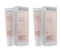 Revuele Lot de 2 flacons de liquide pour le visage Hyaluronic Daily Sun Fluid SPF 50, 2 x 40 ml