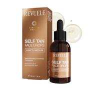 REVUELE Self Tan Face Drops Light to Medium - Gouttes Auto-Bronzantes Visage à Action Progressive, Sérum Illuminateur pour Teint Doré Naturel, Effet Glow Personnalisable, Hydratant et Sans Stries, 30