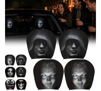 Revuterc 4 Pcs Ghost Face Headrest Covers for Cars (01)