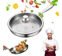 Revuterc PoêLe En Titane Pur,Poele Titane Induction,Poele Titane Martelé,PoêLe à Frire En Titanes Non RevêTue Haut De Gamme Pour La Cuisine, AntiadhéSive, éPaisse (Avec Couvercle, 28cm)