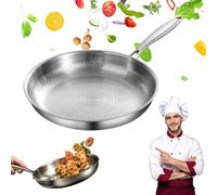 Revuterc PoêLe En Titane Pur,Poele Titane Induction,Poele Titane Martelé,PoêLe à Frire En Titanes Non RevêTue Haut De Gamme Pour La Cuisine, AntiadhéSive, éPaisse (Sans Couvercle, 30cm)