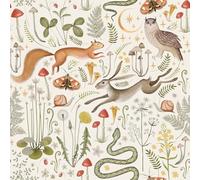 ReWallpaper Papier Peint Animaux Beige Papier Peint Adhesif Mural Jungle Tropical Vert Film Autocollant Meuble Armoire Mur Beige Revetement Adhesif Motif Fleuri Lapin Serpent Écureuil 44.5CMx3M