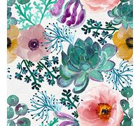 ReWallpaper Papier Peint Tropical Vert Rose 44.5CM×7M Papier Peint Adhesif Mural Chambre Floral Papier Adhésif Décoratif Fleurs Mural Vintage Imperméable Papier Autocollant pour Meuble Salle de Bain