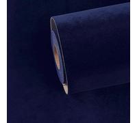 ReWallpaper Papier Peint Velour Bleu Papier Peint Floqué Vintage 44.5cm×2m Papier Adhesif pour Meuble Bleu Marine Épais Doublure Velour Autocollante pour Tiroir à Bijoux Armoire Frigo