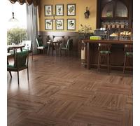 ReWallpaper Sol PVC Adhesif Lino Bois Épais 30 Pièces 30cmx30cm Carreaux De Sol Autocollant pour Salon Chambre Salle à Manger Marron Dalle Vinyle Adhesive Sols Effet Bois Vintage Mat