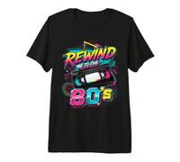 Rewind Me to The 80's Retro VHS Nostalgie Design Meme T-Shirt Haut de Gamme