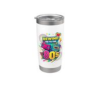 Rewind Me to the 80s Vintage Nostalgie Retro Videocassette Gobelet isotherme en acier inoxydable double paroi