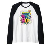 Rewind Me to The 80s Vintage Nostalgie Retro Videocassette Manche Raglan