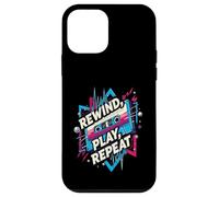 Rewind Play Repeat 80s 90s Cassette Tape Retro Music Lover Coque pour iPhone 12 Mini