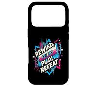 Rewind Play Repeat 80s 90s Cassette Tape Retro Music Lover Coque pour iPhone 17 Pro