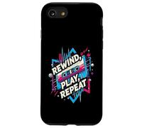 Rewind Play Repeat 80s 90s Cassette Tape Retro Music Lover Coque pour iPhone SE (2020) / 7/8