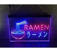 REWIS Enseigne au néon LED Ramen, néons gravés 3D Double Couleur alimentés par USB avec gradateur, pour Magasin de Nouilles japonaises tenture Murale dimmable décoratif,Blue Red,40x30cm