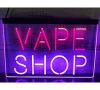 REWIS Enseigne au néon LED Vape Shop, néons gravés 3D Bicolores alimentés par USB avec gradateur, pour Amateur de fumée Vape Shop tenture Murale dimmable décorative,Red Purple,40x30cm