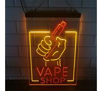 REWIS Enseigne au néon LED Vape Shop, néons gravés 3D Double Couleur alimentés par USB avec gradateur, pour Bar à fumée Vape Shop tenture dimmable décorative,Red Yellow,40x30cm