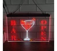 REWIS Enseignes Lumineuses LED « Bar Ouvert », alimentées par USB et à 3 Niveaux d'intensité, pour la décoration publicitaire des boîtes de Nuit,White Red,40x30cm