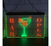 REWIS Enseignes Lumineuses LED « Bar Ouvert », alimentées par USB et à 3 Niveaux d'intensité, pour la décoration publicitaire des boîtes de Nuit,Green Red,40x30cm