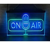 REWIS Enseignes Lumineuses LED néon en Direct, alimentées par USB et à 3 Niveaux de Gradation, pour la décoration Murale de Votre Salle de Diffusion en Direct,Green Blue,30x20cm