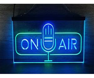 REWIS Enseignes Lumineuses LED néon en Direct, alimentées par USB et à 3 Niveaux de Gradation, pour la décoration Murale de Votre Salle de Diffusion en Direct,Green Blue,40x30cm