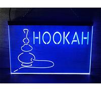 REWIS Enseignes Lumineuses LED néon pour Bar à Chicha, alimentées par USB, avec 3 Niveaux de Gradation, pour enseigne Lumineuse de Bar à Chicha,White Blue,30x20cm