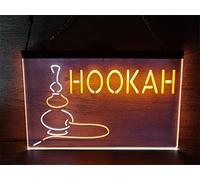 REWIS Enseignes Lumineuses LED néon pour Bar à Chicha, alimentées par USB, avec 3 Niveaux de Gradation, pour enseigne Lumineuse de Bar à Chicha,White Orange,30x20cm