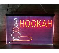 REWIS Enseignes Lumineuses LED néon pour Bar à Chicha, alimentées par USB, avec 3 Niveaux de Gradation, pour enseigne Lumineuse de Bar à Chicha,White Red,40x30cm