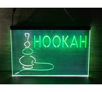 REWIS Enseignes Lumineuses LED néon pour Bar à Chicha, alimentées par USB, avec 3 Niveaux de Gradation, pour enseigne Lumineuse de Bar à Chicha,White Green,40x30cm