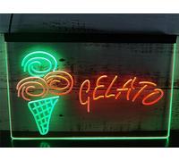 REWIS Enseignes Lumineuses LED néon pour Glaciers, alimentées par USB et à 3 Niveaux d'intensité, pour la décoration publicitaire des boutiques de Glaces.,Green Red,40x30cm