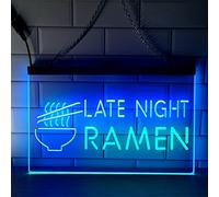 REWIS Enseignes Lumineuses LED néon pour Restaurants de Ramen Japonais, alimentées par USB et à 3 Niveaux d'intensité, idéales pour la décoration Murale.,Green Blue,40x30cm