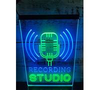 REWIS Enseignes Lumineuses LED néon pour Studio d'enregistrement, alimentées par USB et à 3 Niveaux d'intensité, pour la décoration Murale de Votre Salle d'enregistrement.,Green Blue,20x30cm