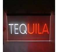 REWIS Enseignes Lumineuses LED néon pour Tequila, alimentées par USB, avec 3 Niveaux de luminosité, pour la décoration Murale de Bars et boîtes de Nuit.,White Red,40x30cm