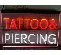 REWIS Tatouage Piercing LED enseigne au néon, personnalisé USB Double Couleur 3D gravé néons avec gradateur, pour Art Tatouage Spa Salon de beauté tenture dimmable décoratif,White Red,40x30cm
