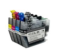 REwNXA Cartouche d'encre compatible LC431 431 LC431XL pour imprimantes DCP-J1050DW DCP-J1140DW MFC-J1010DW J1050 J1140 J1010 (1 SET LC431XL)