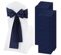 REWOMC Lot de 120 rubans de chaise en satin avec nœuds pour décoration de chaises, Thanksgiving, mariage, Noël, banquet, fête, maison, cuisine (17,8 x 274,3 cm) Bleu marine
