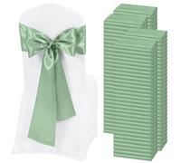 REWOMC Lot de 120 rubans de chaise en satin vert sauge avec nœuds conçus pour décoration de chaises, Thanksgiving, mariage, Noël, banquet, fête, maison, cuisine (17,8 x 274,3 cm)
