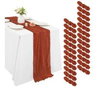 REWOMC Lot de 25 chemins de table en étamine de coton transparent pour réception, fête prénuptiale, fête prénuptiale, dîner aux chandelles, style bohème, romantique, 50,8 x 304,8 cm