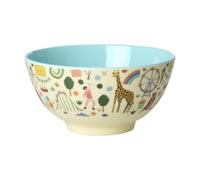 ReWu Bol Rice - Taille moyenne - Imprimé Mint Fun Fair Print - Vaisselle en mélamine - Vaisselle pour enfants - Camping - BBQ - Pique-nique - Incassable - Sans BPA - Réutilisable - 700 ml